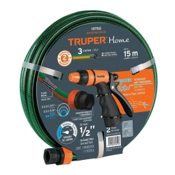 MANGUERA 3 CAPAS 12 CON PISTOLA PLASTICO 15mt TRUPER
