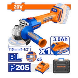 AMOLADORA A BATBRUSHLESS 20V. CBAT 3.0 AMP+CARGADOR. 5 DISCOS+VALIJA WADFOW WLAP522