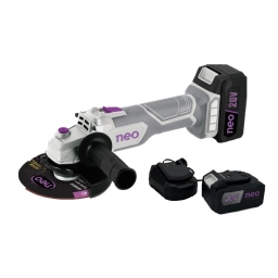 AMOLADORA 20V 2 BATERIAS 4AH Y CARGADOR 3AH NEO AA915/1/20K2