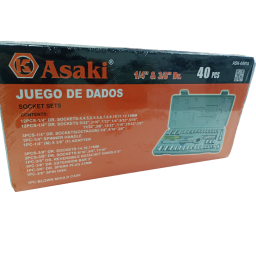 JUEGO DE DADOS 1/4 Y 3/8 40pz ASAKI ASK-04974