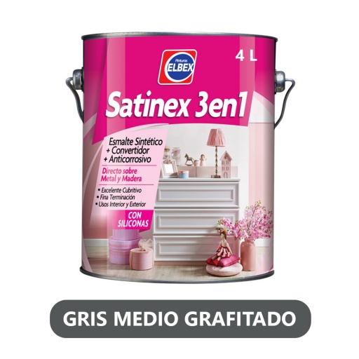 SATINEX 3 EN 1 GRIS MEDIO GRAFITADO 4LT ELBEX