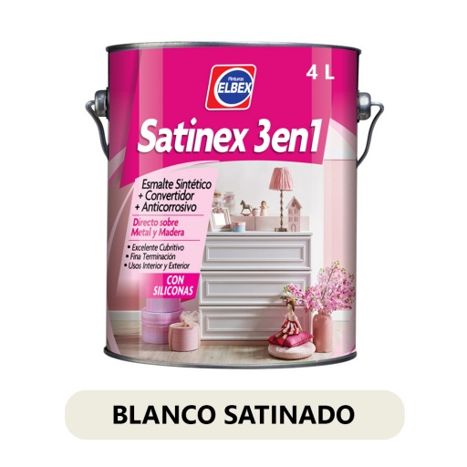SATINEX 3 EN 1 BLANCO SATINADO 4LT ELBEX