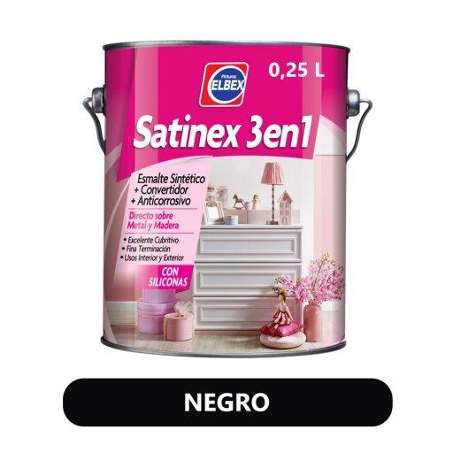 SATINEX 3 EN 1 NEGRO SATINADO 250ml ELBEX