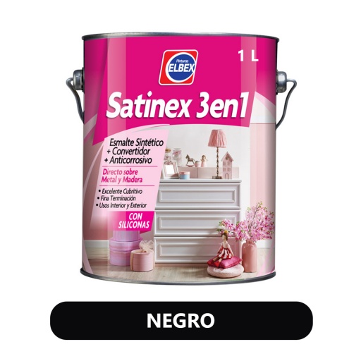 SATINEX 3 EN 1 NEGRO SATINADO 1LT ELBEX