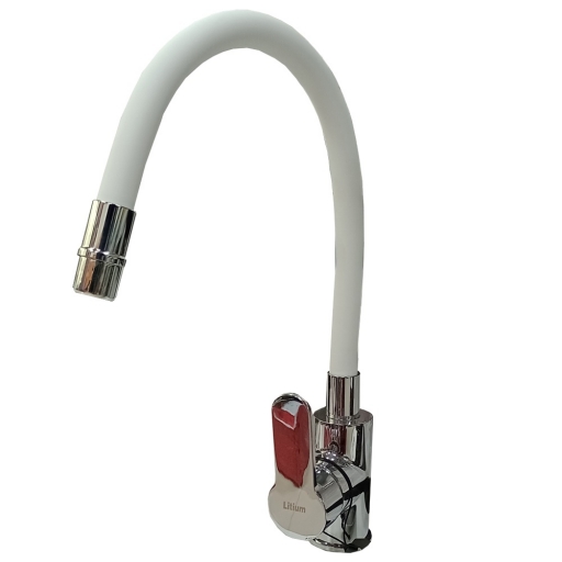 GRIFERIA MESA COCINA FLEXIBLE BLANCO CROMADO LITIUM B2022