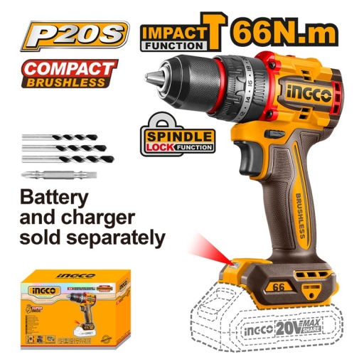 TALADRO ATORNILLADOR C/PERCUTOR A BATERIA 13MM20V P20S COMPACT BRUSHLESS  EN CAJA CIDLI206681