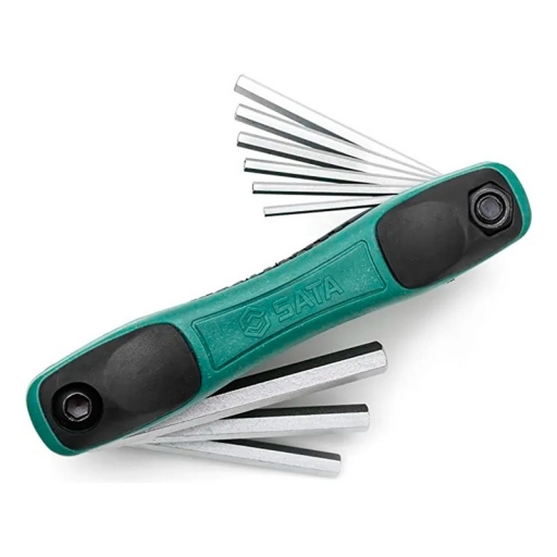 JUEGO DE LLAVES HEXAGONALES PLEGABLES 8 PZAS SATA