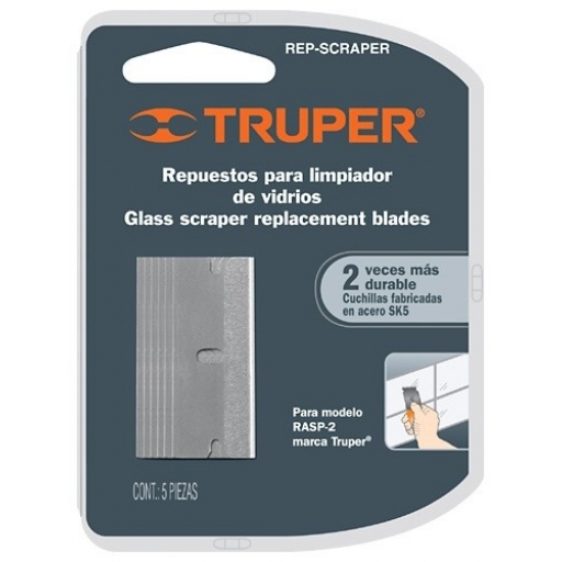 REPUESTO p/RASPADOR PINTURA RASP1-2-3 (5 uni) TRUPER REP-SCRAPER