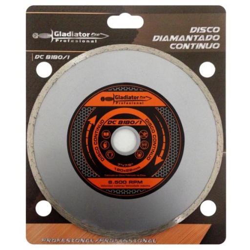 DISCO DIAMANTADO CONTINUO 7 180x22mm GLADIATOR DC8180/1