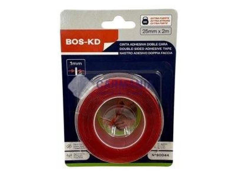 CINTA DOBLE FAZ SILICONA ROJA 25mm x 2mt BOS-KD