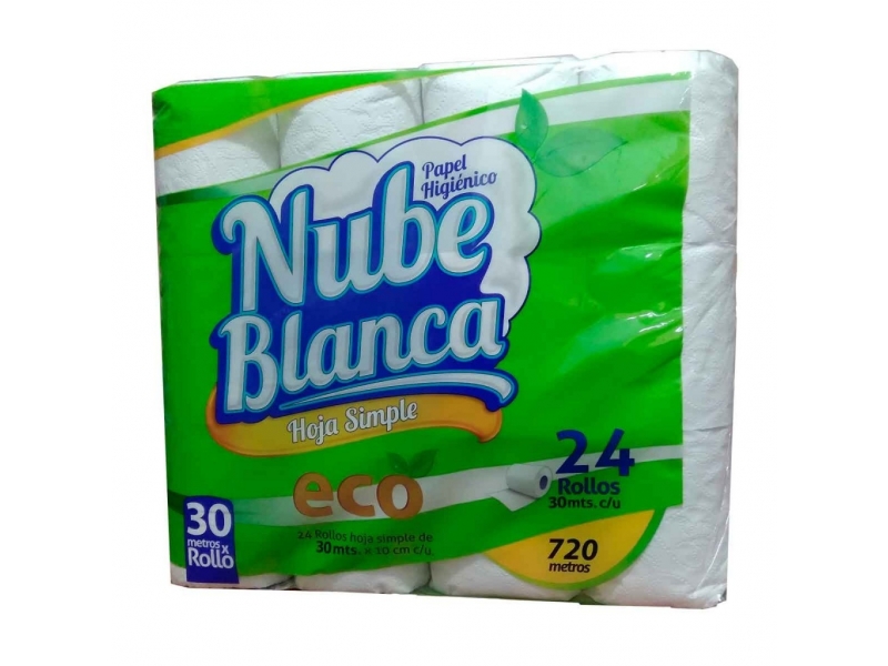 PAPEL HIGIENICO NUBE BLANCA 30m c/u