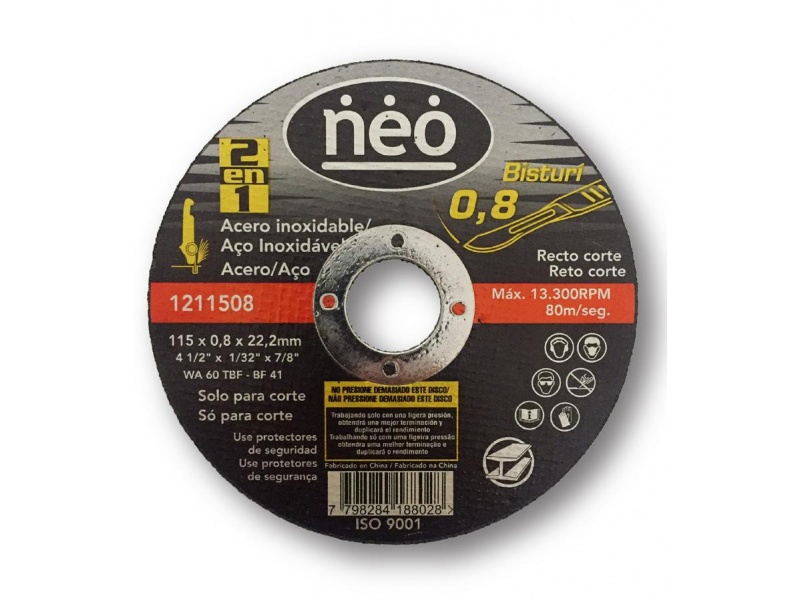 DISCO CORTE EXTRA FINO ACERO 4 1/2" NEO