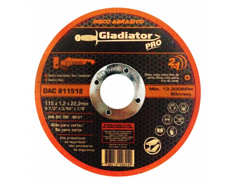 DISCO CORTE 4 1/2 ESP 1.2mm GLADIATOR DAC811512